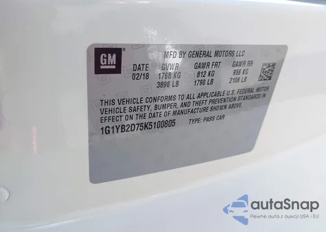 2019 Chevrolet Corvette Stingray из США, поврежденный, VIN 1G1YB2D75K5100805